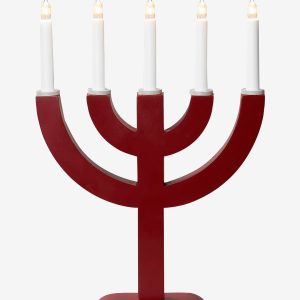 Konstsmide - Elljusstake 5 ljus trä 41,7cm - Röd - Adventsljusstakar - Från Homeroom