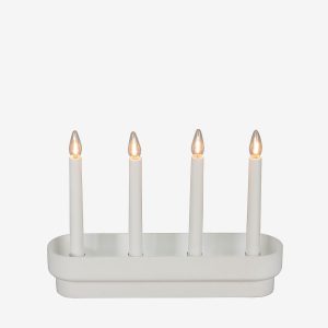 Konstsmide - Ljusstake trä/plast 4 LED 23cm - Vit - Adventsljusstakar - Från Homeroom