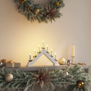 Adventsljusstake Vit Massiv furu 39,5 cm
