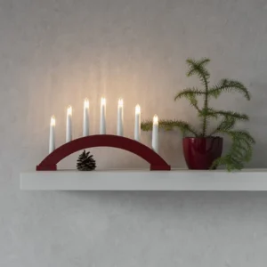 Konstsmide Elljusstake Mörkröd trä 7 ljus 22,5cm