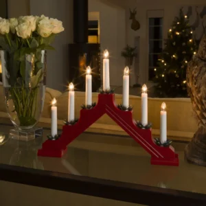 Konstsmide Elljusstake Röd plast 7 ljus 28cm