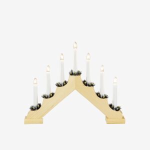 Konstsmide - Ljusstake i trä, 38,5 cm, 7 glödlampor - Beige - Adventsljusstakar - Från Homeroom