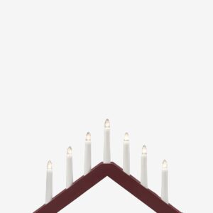 Konstsmide - Ljusstake i trä, 7 glödlampor, 28 cm - Röd - Adventsljusstakar - Från Homeroom