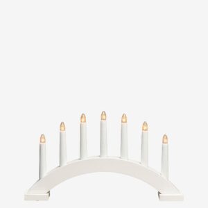Konstsmide - Ljusstake i bök, 7 glödlampor, 23 cm - Vit - Adventsljusstakar - Från Homeroom